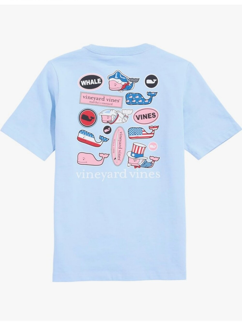 NWT Vineyard Vines Kids Light Blue Whale Sticker Graphic Tee
